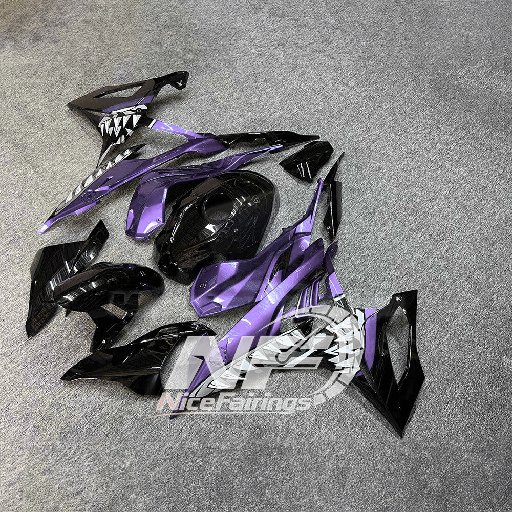 For BMW S1000RR 2019-2022 Grey Blue Premium Edition ABS Fairing Kit, Custom Painted Motorcycle Bodywork | NiceFairings - front angle image