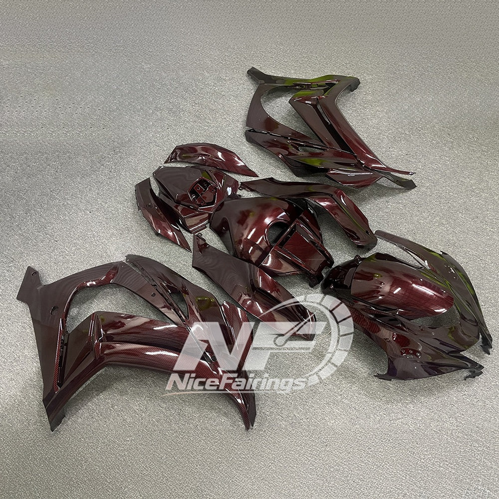 For KAWASAKI ZX10R 2016-2020 Deep Red A011 Custom ABS Fairing Kit | NiceFairings - front angle image