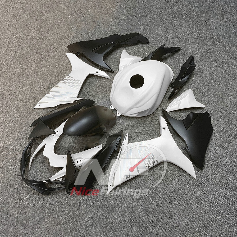 For Suzuki GSXR600 GSXR750 K11 2011-2016 ABS Fairing Kit White Black Painted Bodywork | NiceFairings - front angle image