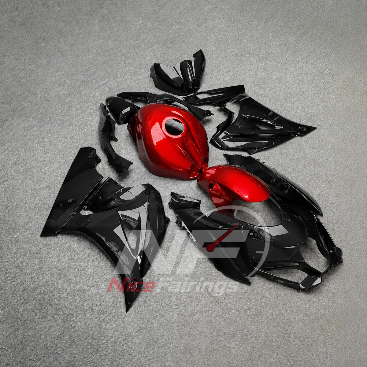 For Suzuki GSX-R1000 K17 2017 2018-2026 Custom Fairings Red Black ABS Sportbike Plastics | NiceFairings - front angle image