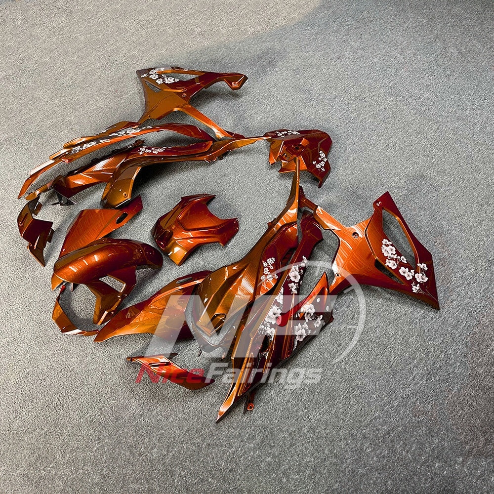 For BMW S1000RR 2023-2024 Orange Black Painted ABS Fairings with Complete Replacement Bodywork | NiceFairings - front angle image