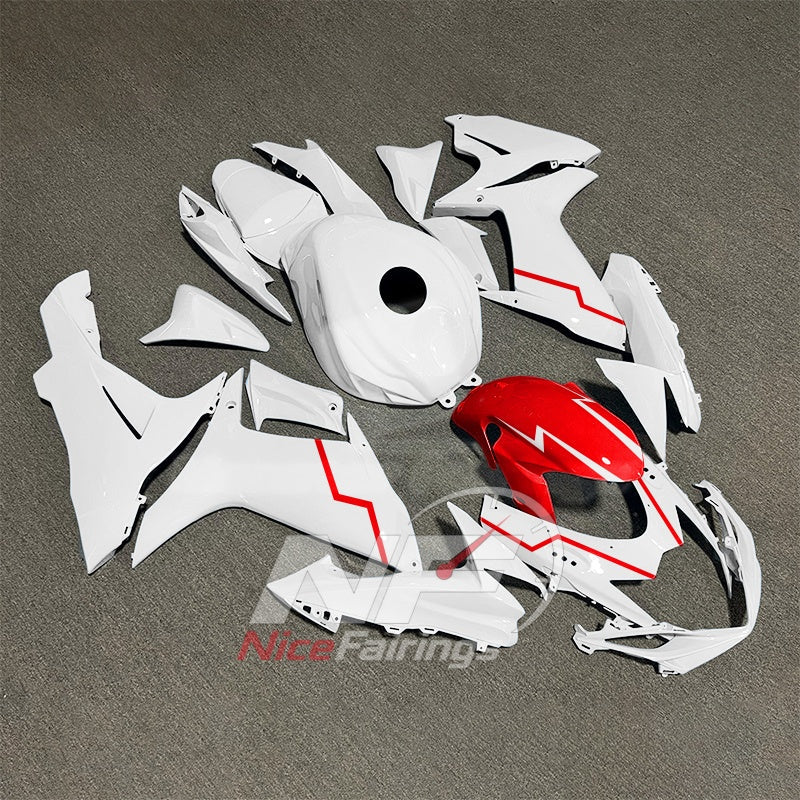 For Suzuki GSXR600 GSXR750 K11 2011-2016 Motorcycle Fairing Kit White Black Body Panels | NiceFairings - front angle image