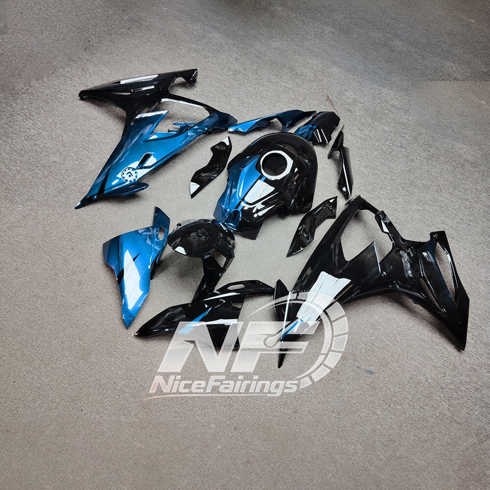 For BMW S1000RR 2019-2022 Grey Blue Tank Cover ABS Fairing Kit, Custom Painted Motorcycle Bodywork | NiceFairings - front angle image