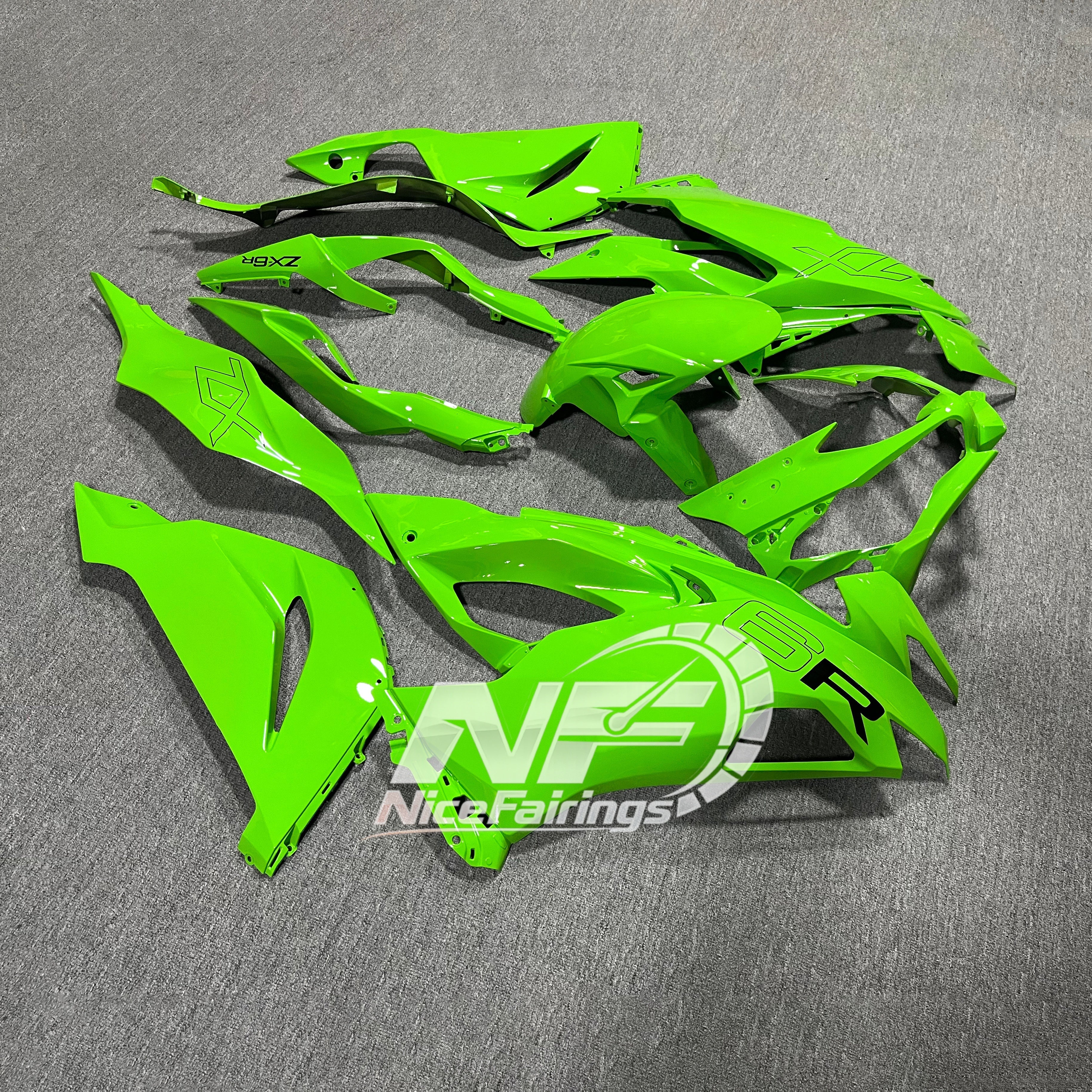 Kawasaki ZX-6R 636 2019-2023 Replacement Fairing Set Aftermarket Panels | NiceFairings - front angle image