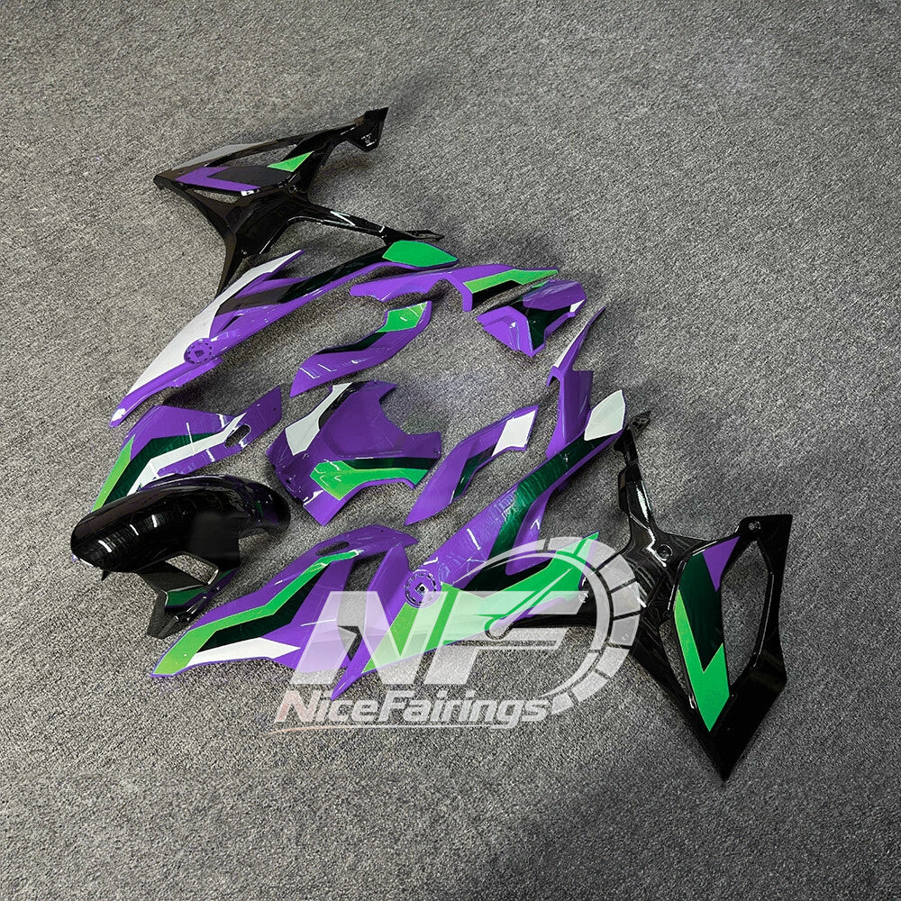 For BMW S1000RR 2019-2022 White Black Custom Fairings, ABS Replacement Plastics Full Body Kit | NiceFairings - front angle image