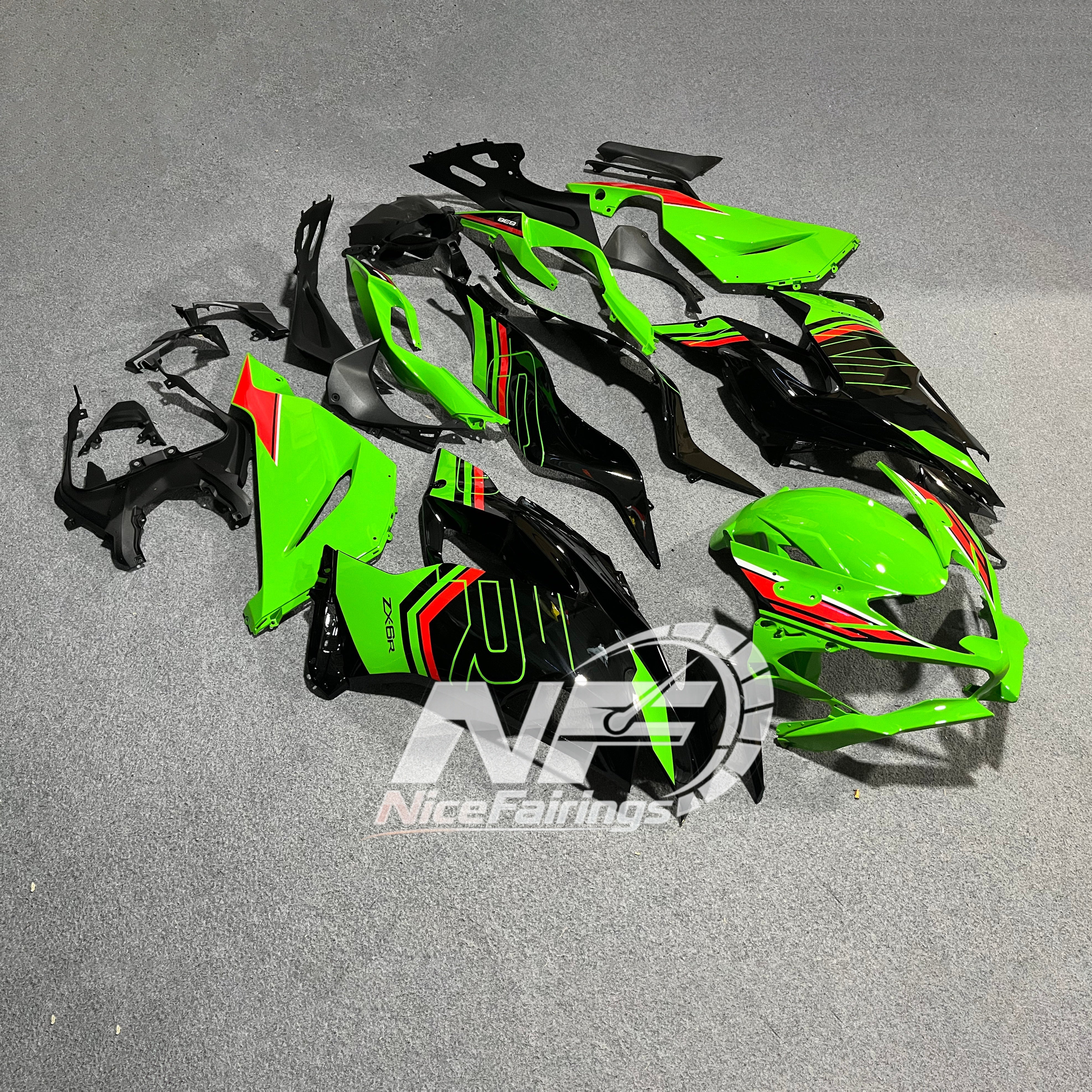 Ninja ZX6R 636 2019-2023 Sportbike Plastics Track Edition | NiceFairings - front angle image
