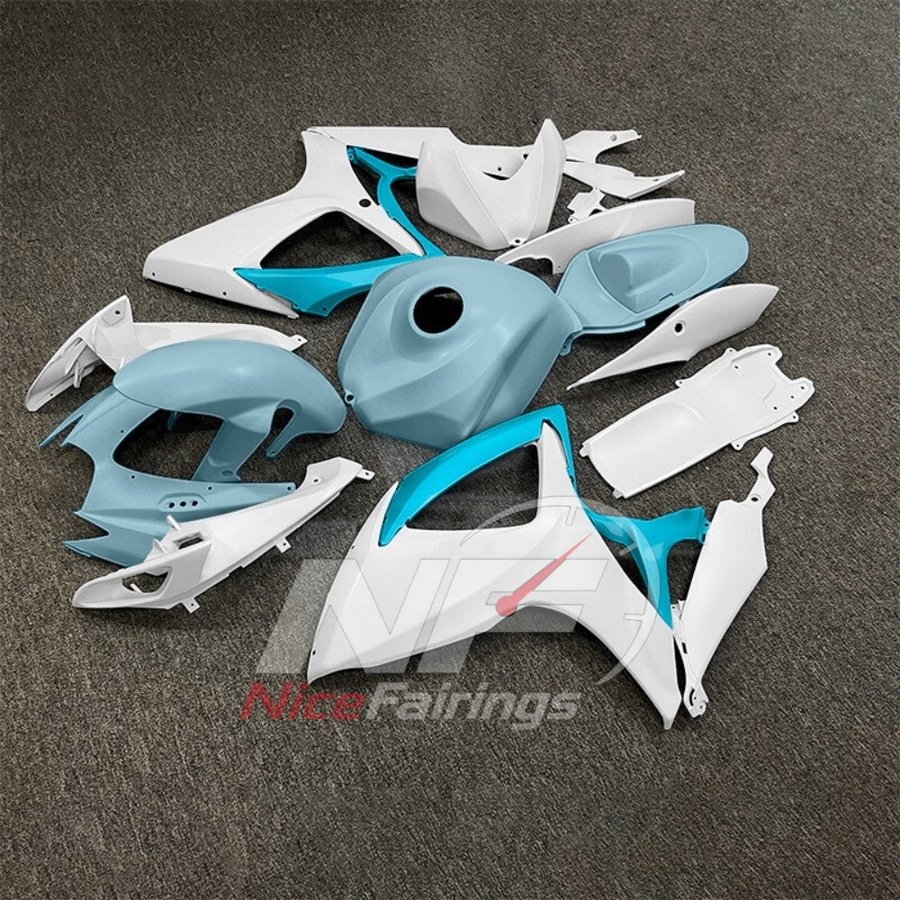 For Suzuki GSXR600 GSXR750 K6 2006-2007 Painted ABS Fairings Gray White Complete Bodywork | NiceFairings - front angle image