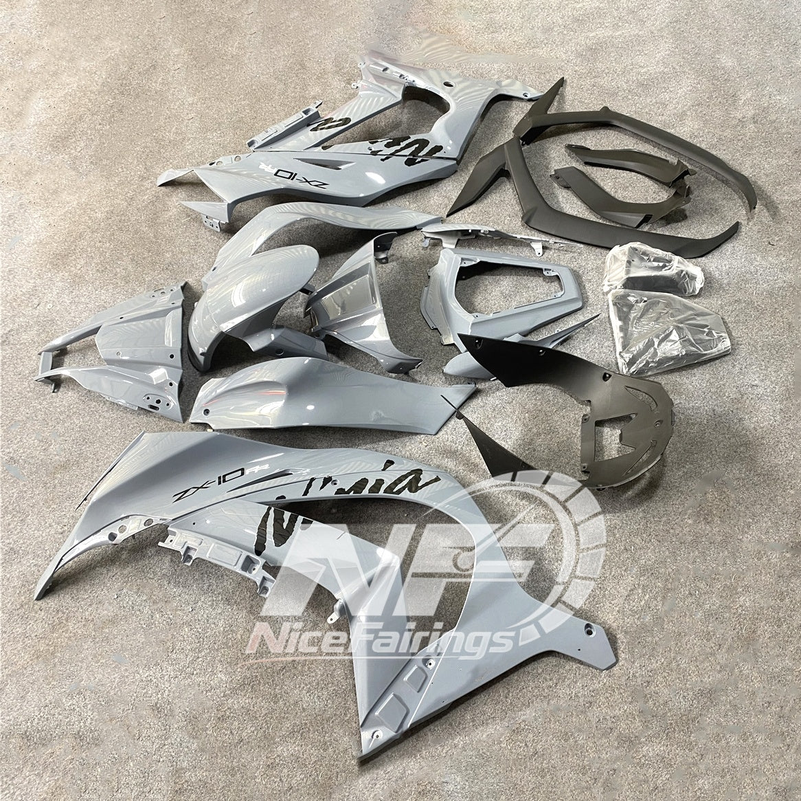 Ninja ZX10R 2011-2015 Custom Painted Replacement Plastics | NiceFairings - front angle image