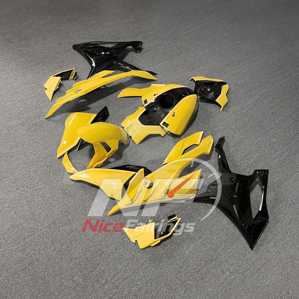 For BMW S1000RR 2023-2024 Yellow Black Motorcycle Fairing Kit with Aftermarket Body Panels | NiceFairings - front angle image