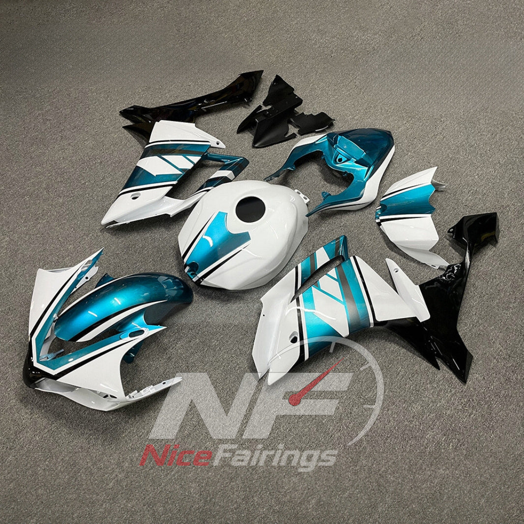 Aftermarket ABS Cowling Set Fits YAMAHA YZF-R1 RN19 2007-2008 - Aqua Graphic | NiceFairings - front angle image