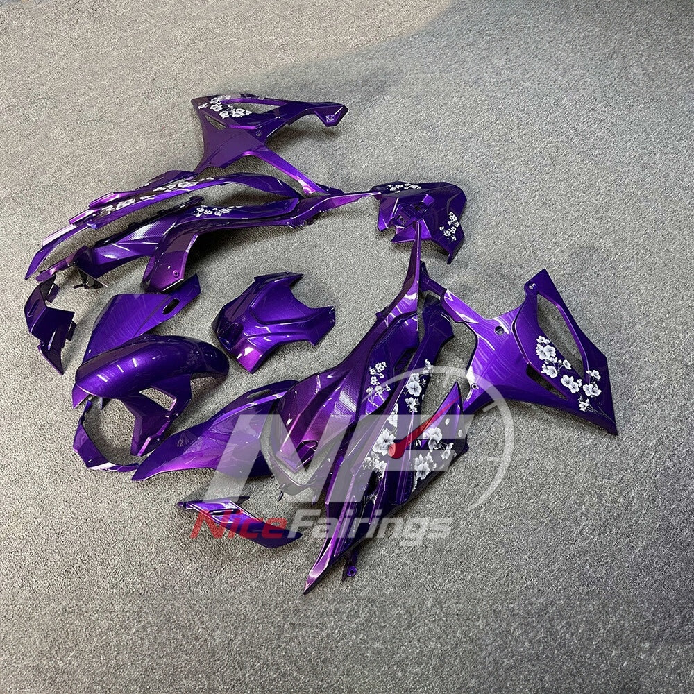 For BMW S1000RR 2023-2024 Purple Black Sportbike Fairing Set with Custom Painted Plastics | NiceFairings - front angle image