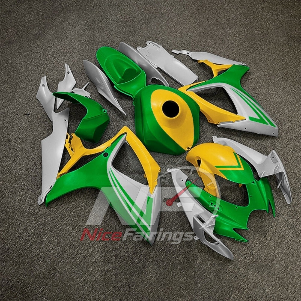 For Suzuki GSXR600 GSXR750 K6 2006-2007 ABS Fairing Kit Gray Green Painted Bodywork | NiceFairings - front angle image