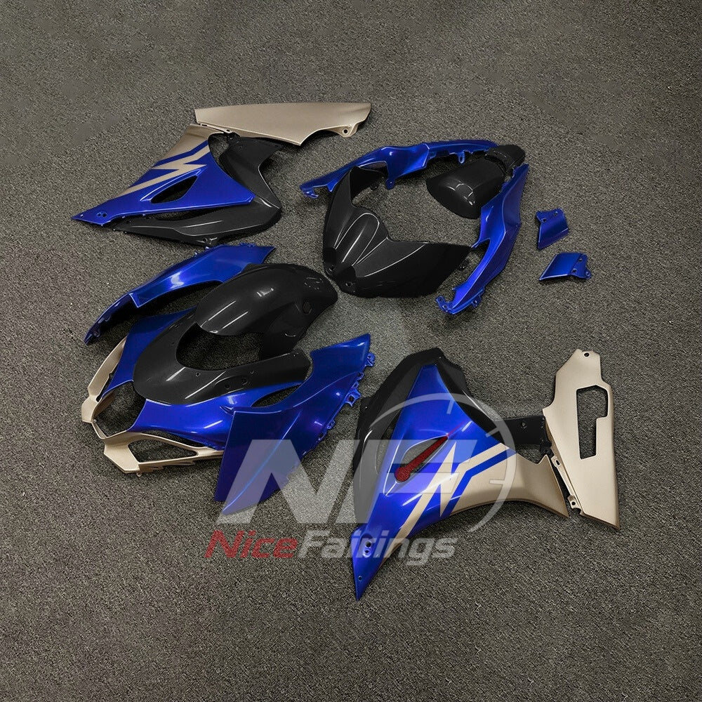 For Suzuki GSX-R1000 K17 2017 2018-2026 Sportbike Fairing Set Blue Black Custom Painted Plastics | NiceFairings - front angle image