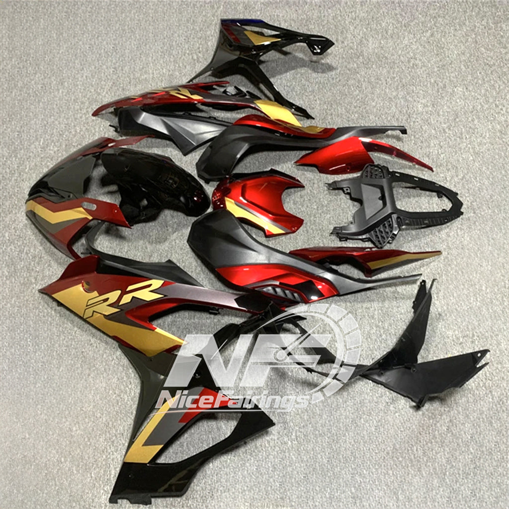 For BMW S1000RR 2019-2022 Red Black Custom Fairings, ABS Replacement Plastics Full Body Kit | NiceFairings - front angle image