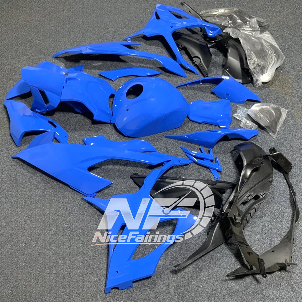 For BMW S1000RR 2019-2022 Gloss Black Custom Fairings, ABS Replacement Plastics Full Body Kit | NiceFairings - front angle image