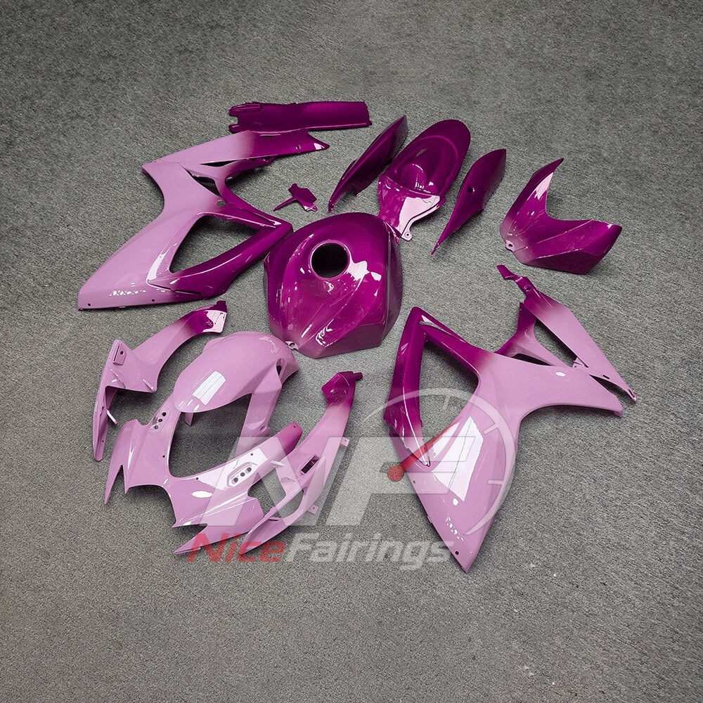 For Suzuki GSX-R600 GSX-R750 K6 2006-2007 Sportbike Fairing Set Gray Pink Custom Painted Plastics | NiceFairings - front angle image
