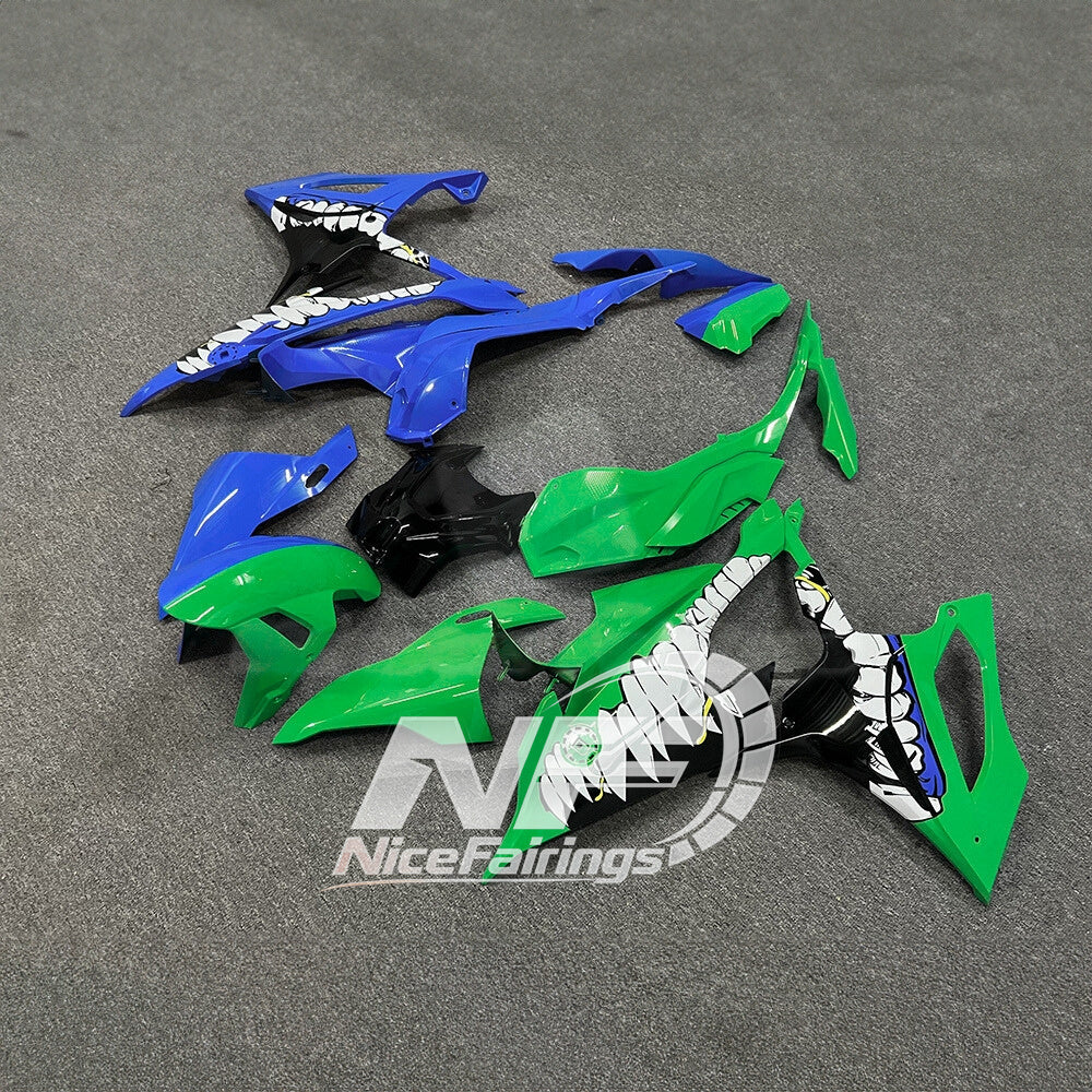 For BMW S1000RR 2019-2022 Blue White Full Fairing Kit, Painted ABS Motorcycle Plastics | NiceFairings - front angle image