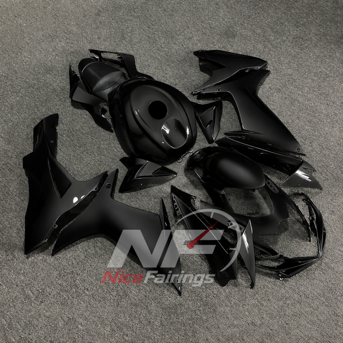 For Suzuki GSX-R600 GSX-R750 K11 2011-2016 Custom Fairings Black ABS Sportbike Plastics | NiceFairings - front angle image