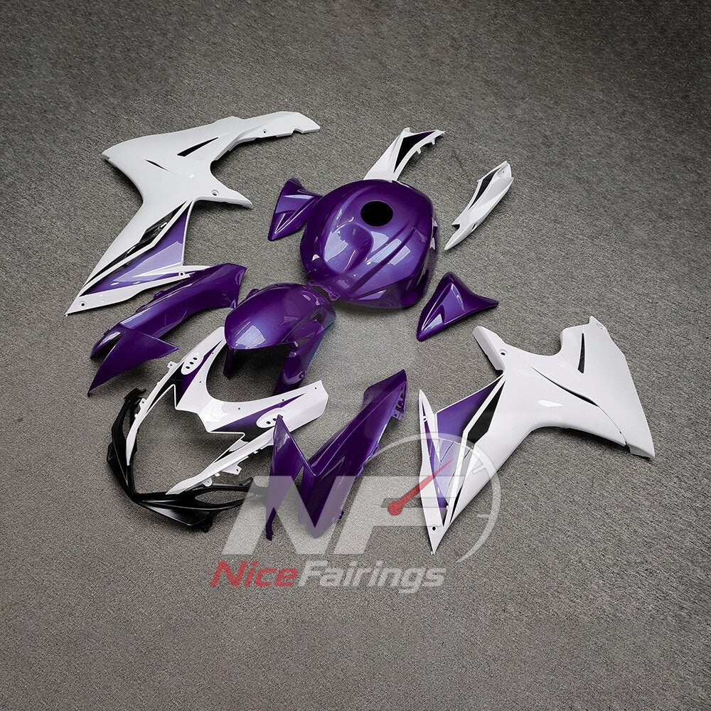 For Suzuki GSXR600 GSXR750 K11 2011-2016 ABS Fairing Kit White Purple Painted Bodywork | NiceFairings - front angle image