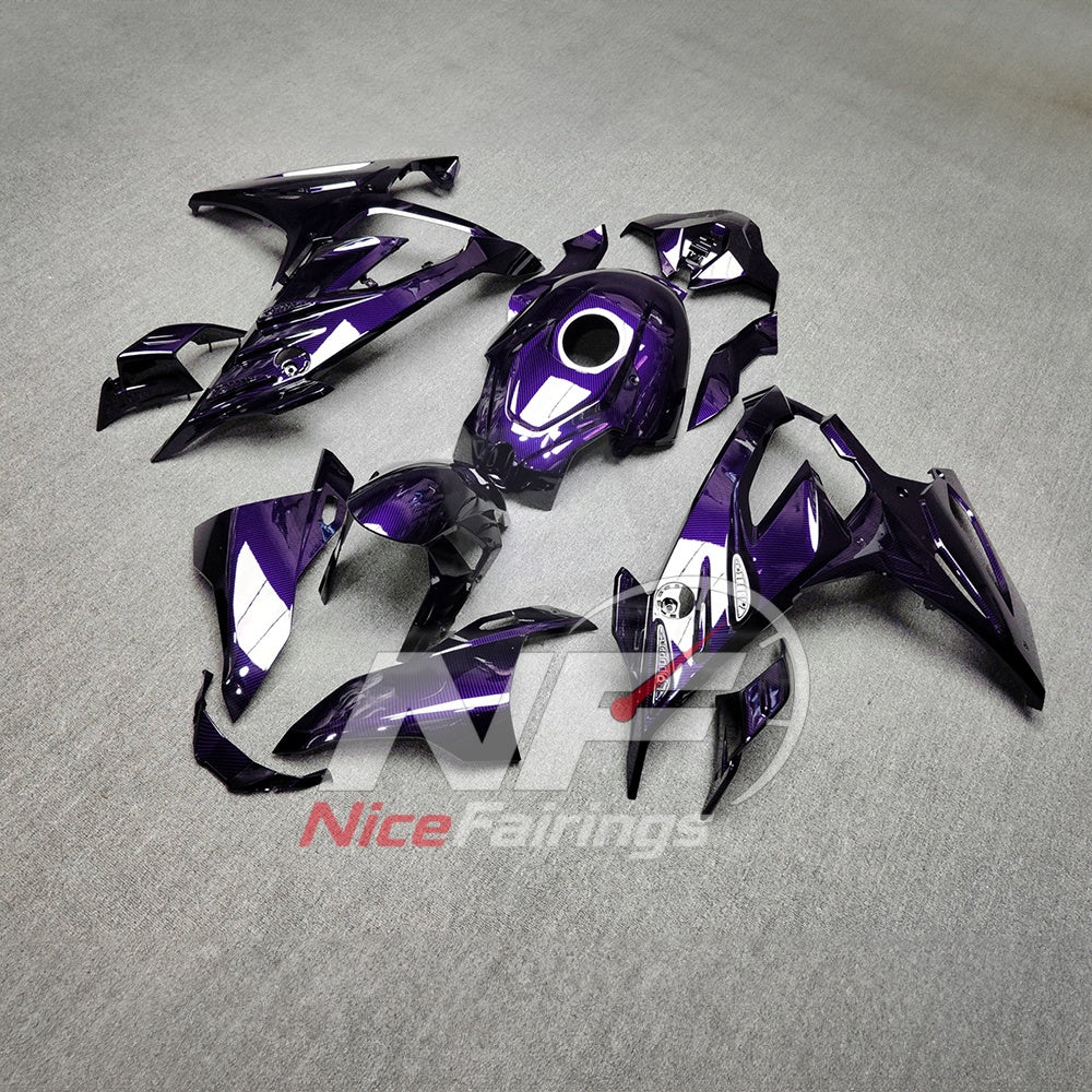 For BMW S1000RR 2023-2024 Purple Black Painted ABS Fairings with Complete Replacement Bodywork | NiceFairings - front angle image