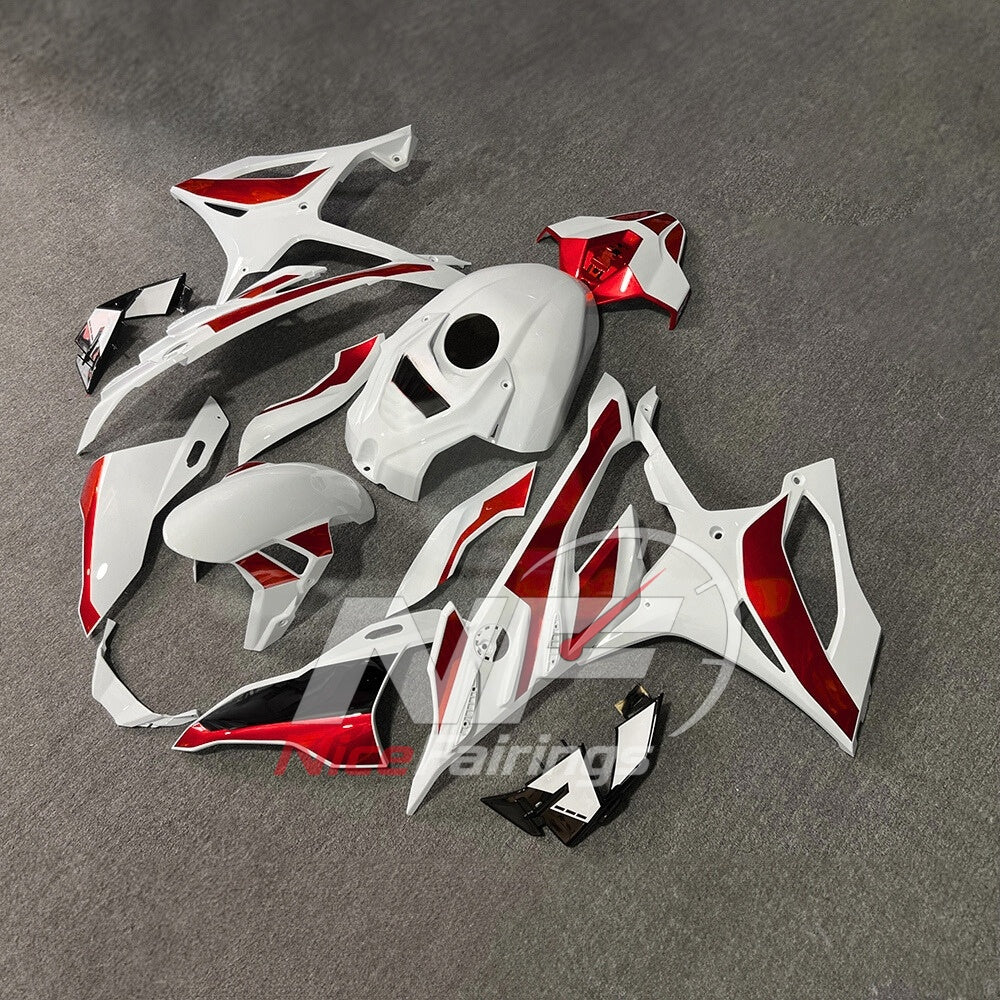 For BMW S1000RR 2023-2024 Red Black Custom Fairings with ABS Sportbike Plastics and Full Body Kit | NiceFairings - front angle image