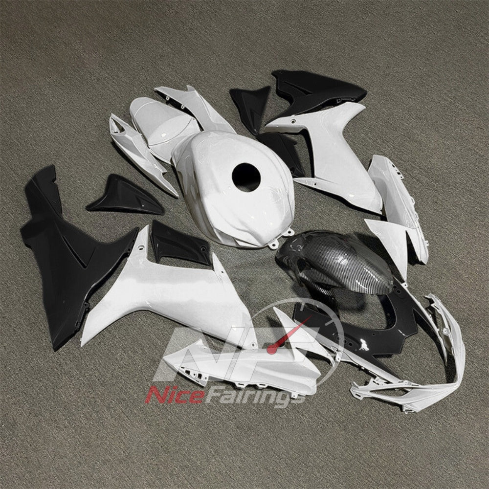 For Suzuki GSXR600 GSXR750 K11 2011-2016 ABS Fairing Kit White Black Painted Bodywork | NiceFairings - front angle image