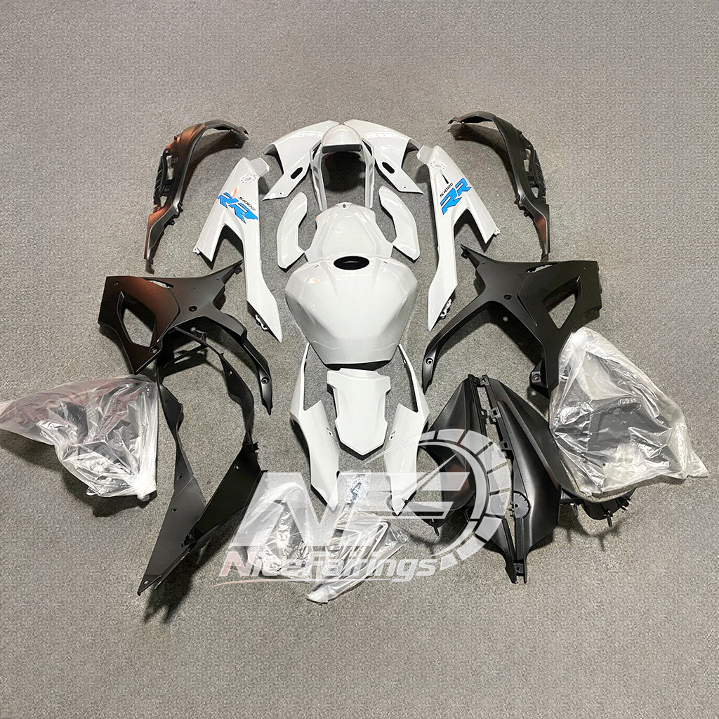 For BMW S1000RR 2019-2022 Stealth Black Custom Fairings, ABS Replacement Plastics Full Body Kit | NiceFairings - front angle image