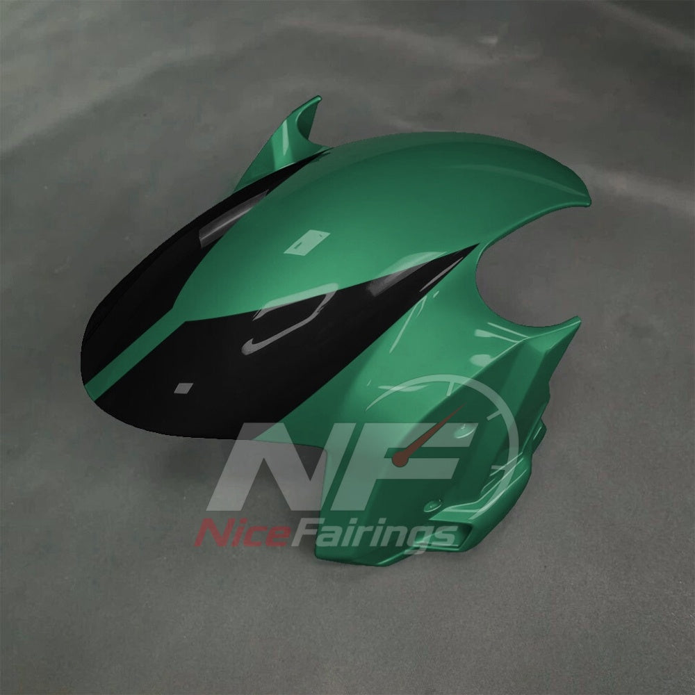 For BMW S1000RR 2025-2026 Green Black Sportbike Fairing Set with Custom Painted Plastics | NiceFairings - front angle image