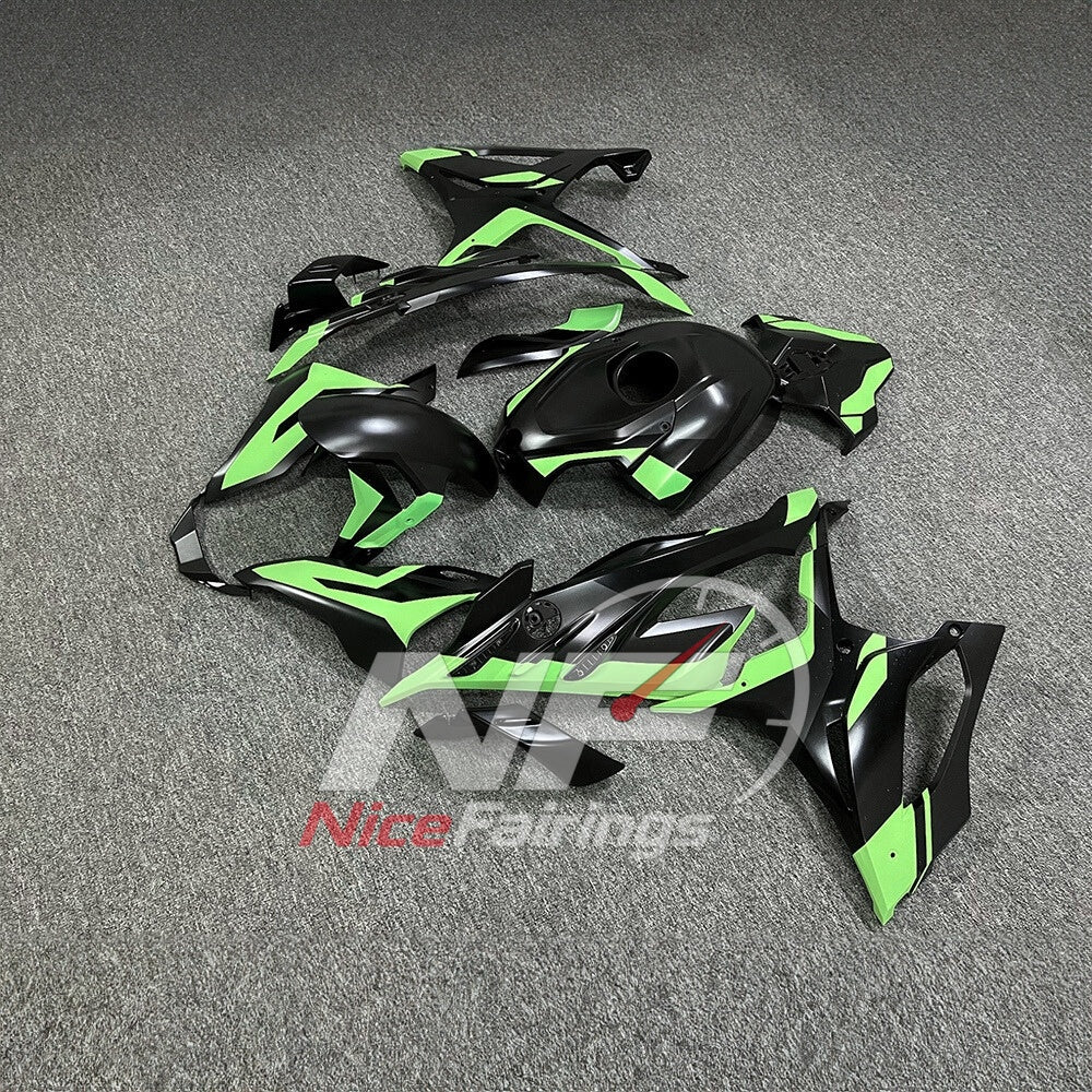 For BMW S1000RR 2023-2024 Green Black ABS Fairing Kit with Painted Bodywork and Replacement Panels | NiceFairings - front angle image