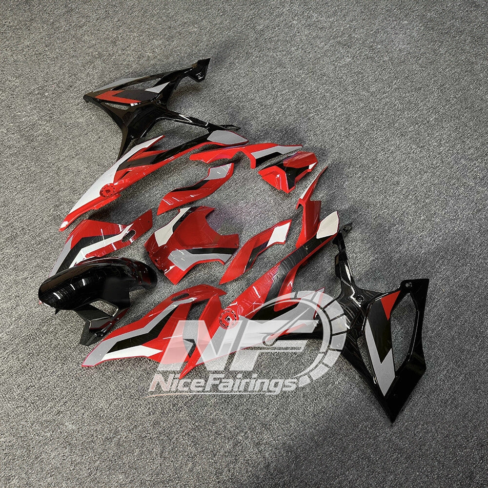 For BMW S1000RR 2019-2022 Silver Black Sportbike Fairings, Custom ABS Bodywork And Replacement Plastics | NiceFairings - front angle image
