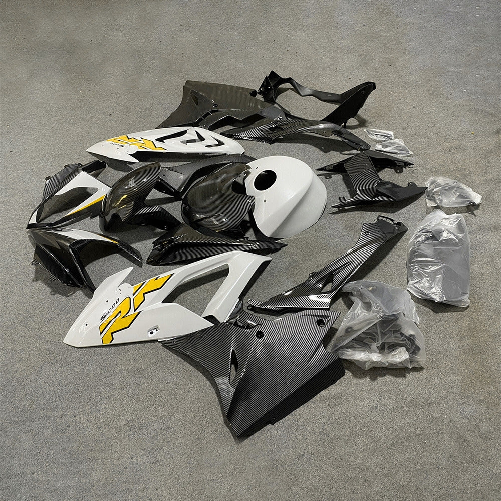 For BMW S1000RR 2017-2018 Blue White Elite Edition ABS Fairing Kit, Custom Painted Motorcycle Bodywork | NiceFairings - front angle image