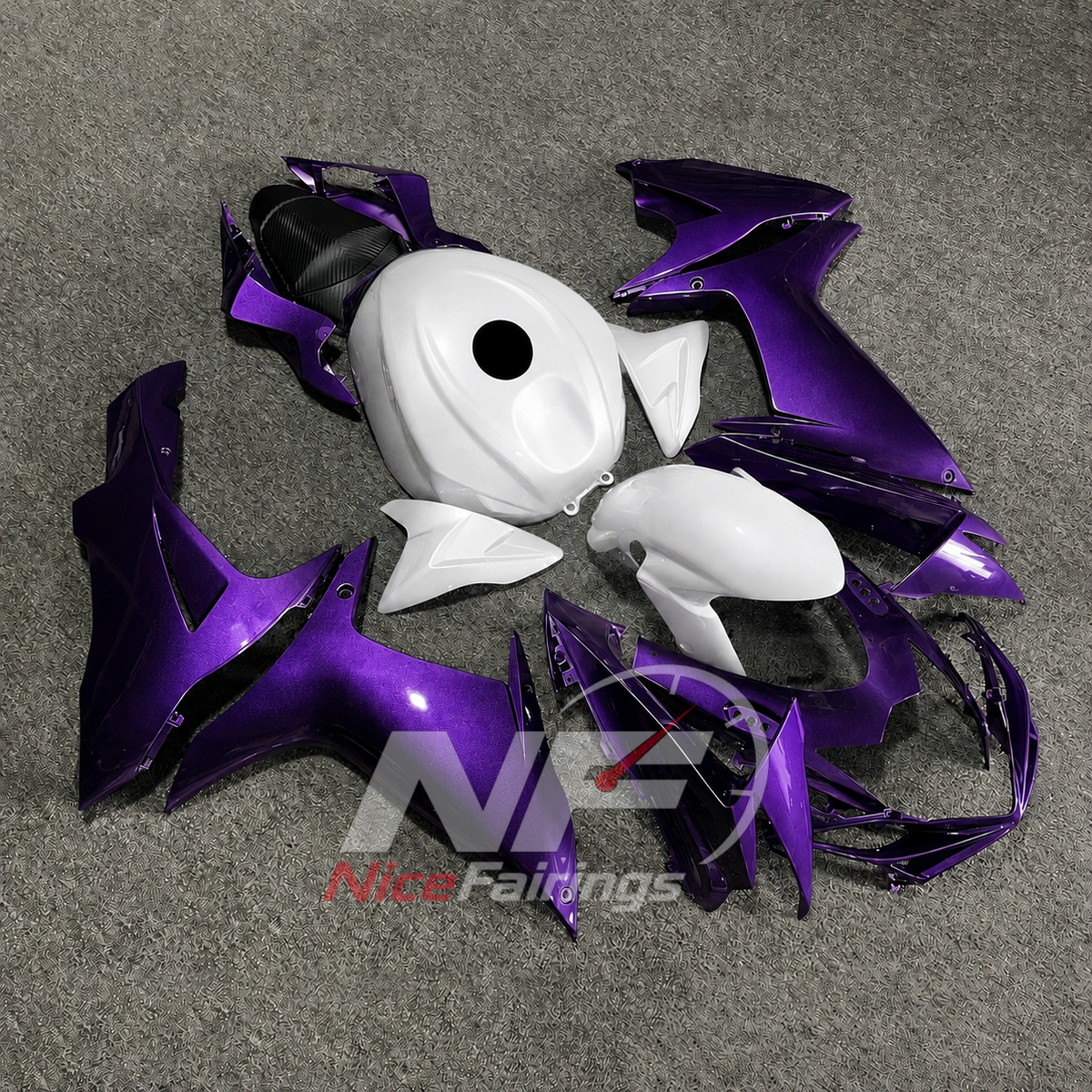For Suzuki GSXR600 GSXR750 K11 2011-2016 ABS Body Kit Black Purple Street Track Fairings | NiceFairings - front angle image