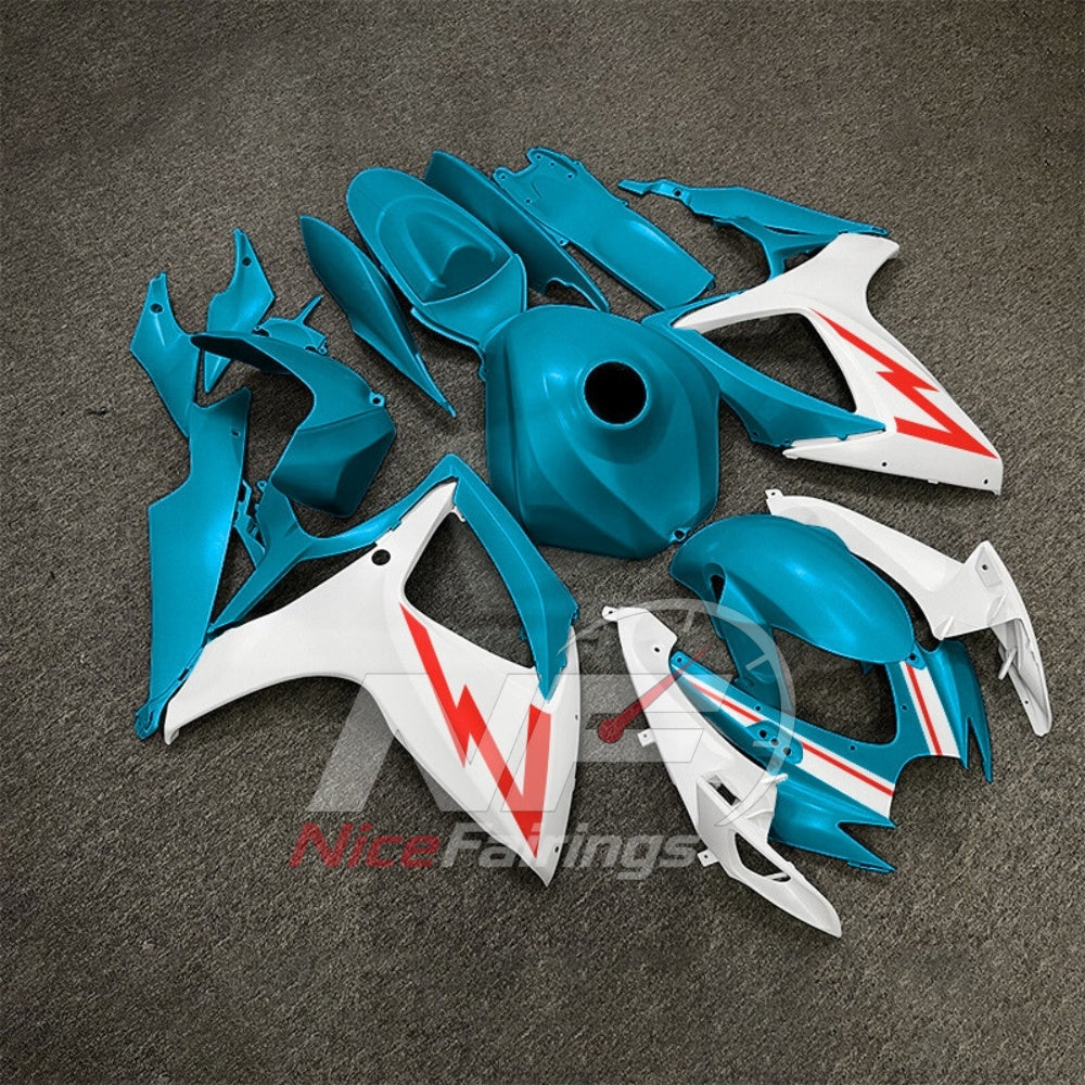 For Suzuki GSX-R600 GSX-R750 K6 2006-2007 Sportbike Fairing Set Teal Custom Painted Plastics | NiceFairings - front angle image