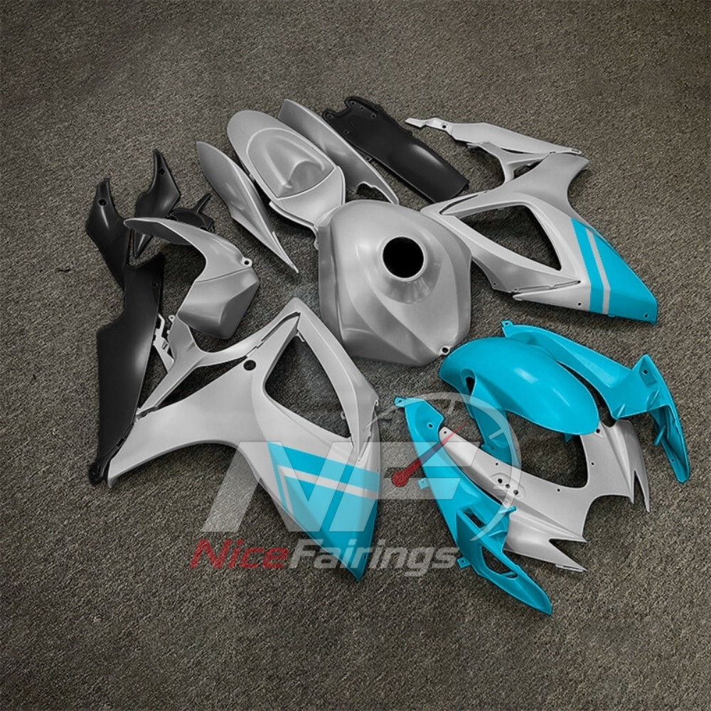For Suzuki GSX-R600 GSX-R750 K6 2006-2007 Sportbike Fairing Set Gray Black Custom Painted Plastics | NiceFairings - front angle image