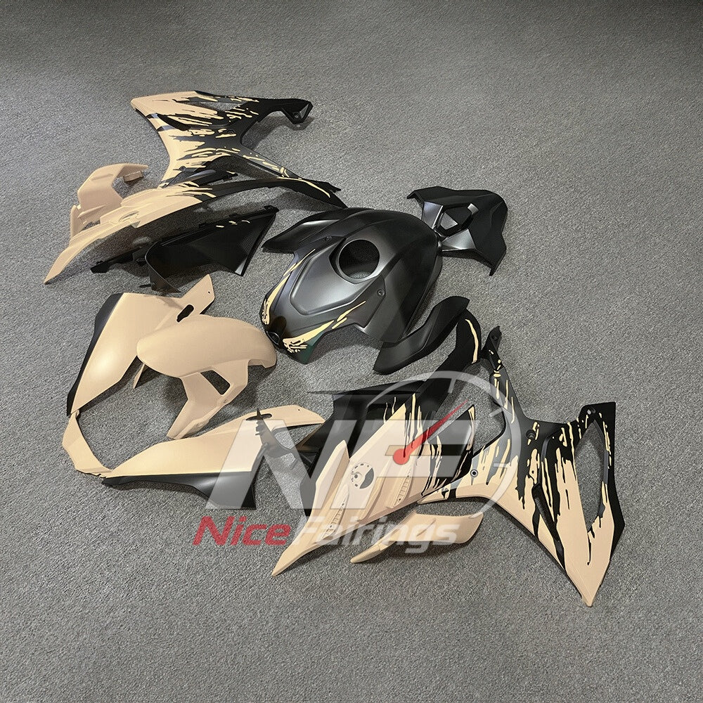 For BMW S1000RR 2023-2024 Yellow Black Motorcycle Fairing Kit with Aftermarket Body Panels | NiceFairings - front angle image