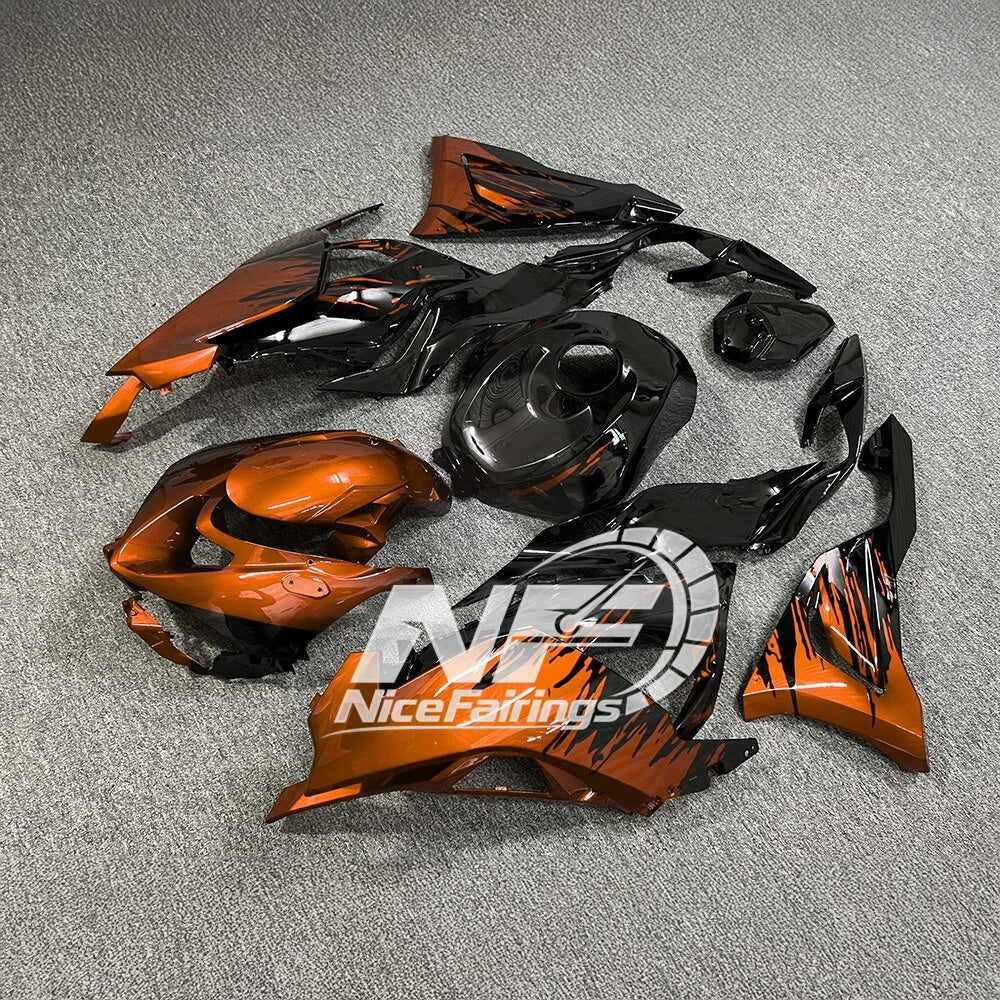 For Kawasaki ZX6R 636 2024-2025 ABS Fairing Kit Orange Black Premium Edition | NiceFairings - front angle image