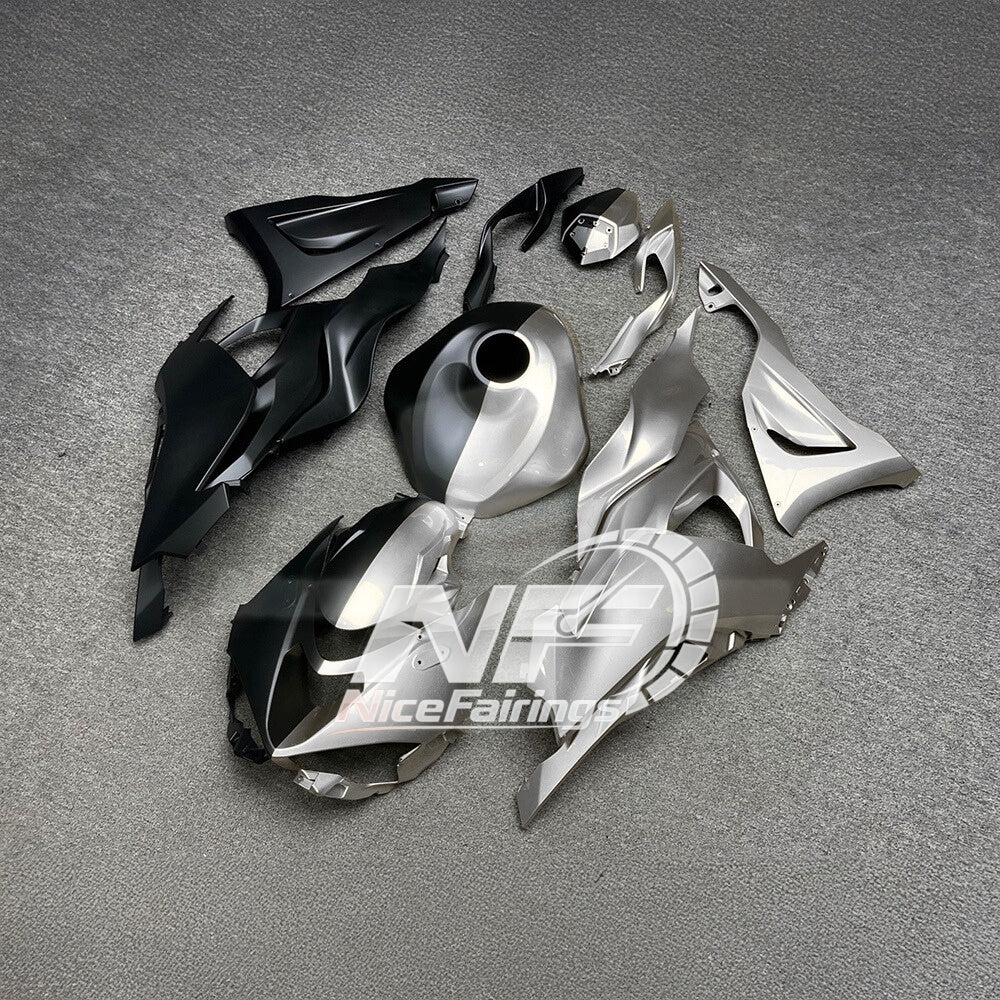 For Kawasaki ZX6R 636 Custom Painted ABS Body Kit Blue Silver Tank Cover | NiceFairings - front angle image
