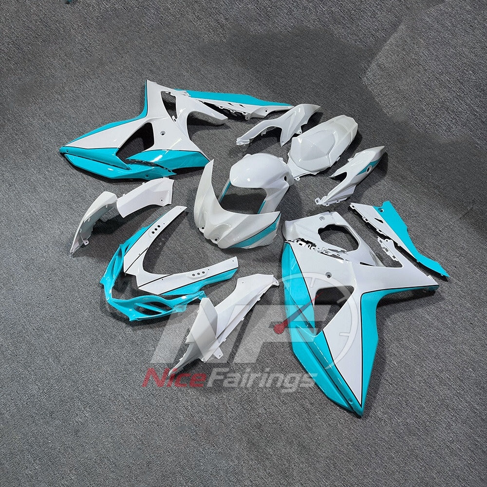 For Suzuki GSXR1000 K17 2017-2026 K17 ABS Body Kit Teal White Street Track Fairings | NiceFairings - front angle image