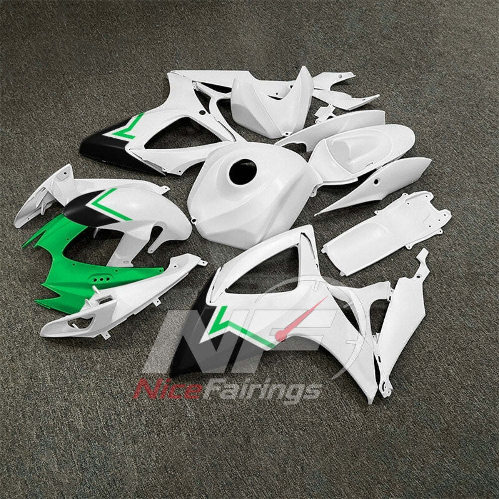 For Suzuki GSX-R600 GSX-R750 K6 2006-2007 Sportbike Fairing Set White Custom Painted Plastics | NiceFairings - front angle image