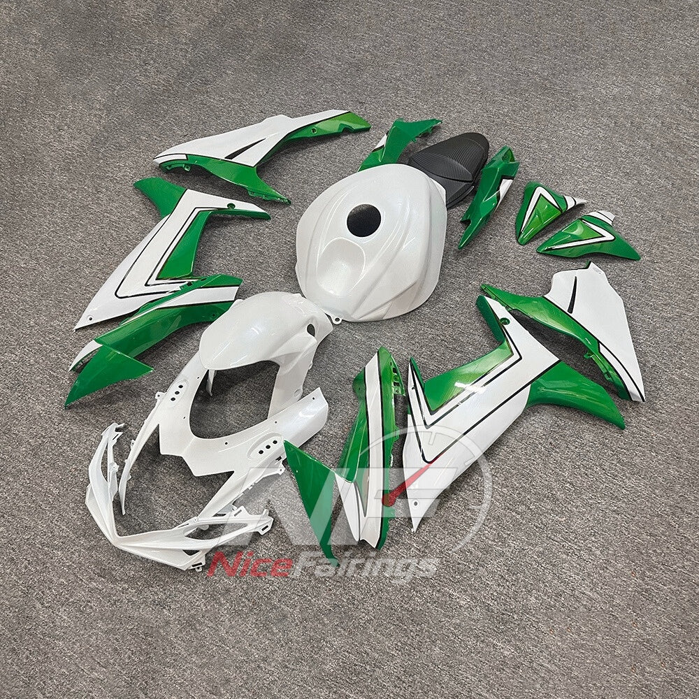 For Suzuki GSXR600 GSXR750 K11 2011-2016 Painted ABS Fairings White Green Complete Bodywork | NiceFairings - front angle image