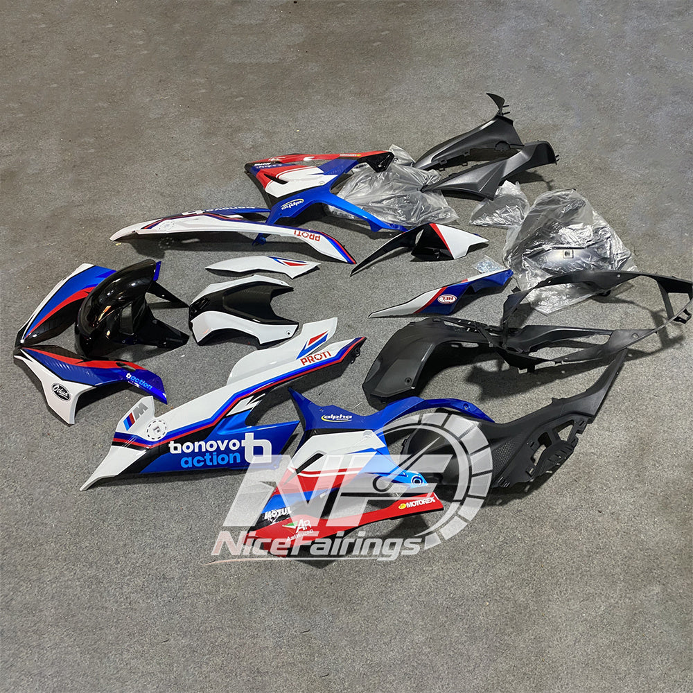 For BMW S1000RR 2019-2022 Blue Silver Custom Painted ABS Body Kit For Street Or Track | NiceFairings - front angle image