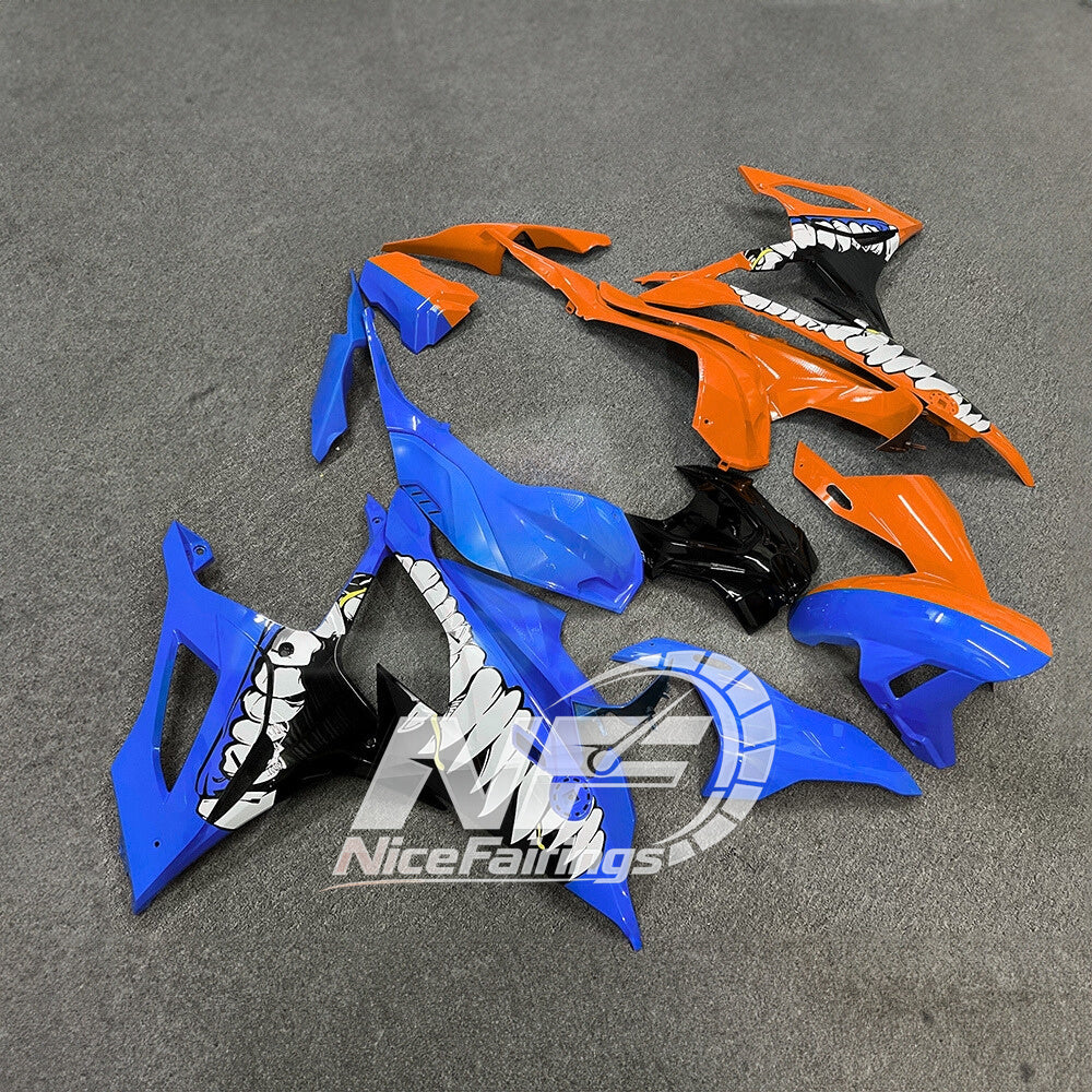 For BMW S1000RR 2019-2022 Grey Blue Full Fairing Kit, Painted ABS Motorcycle Plastics | NiceFairings - side angle image