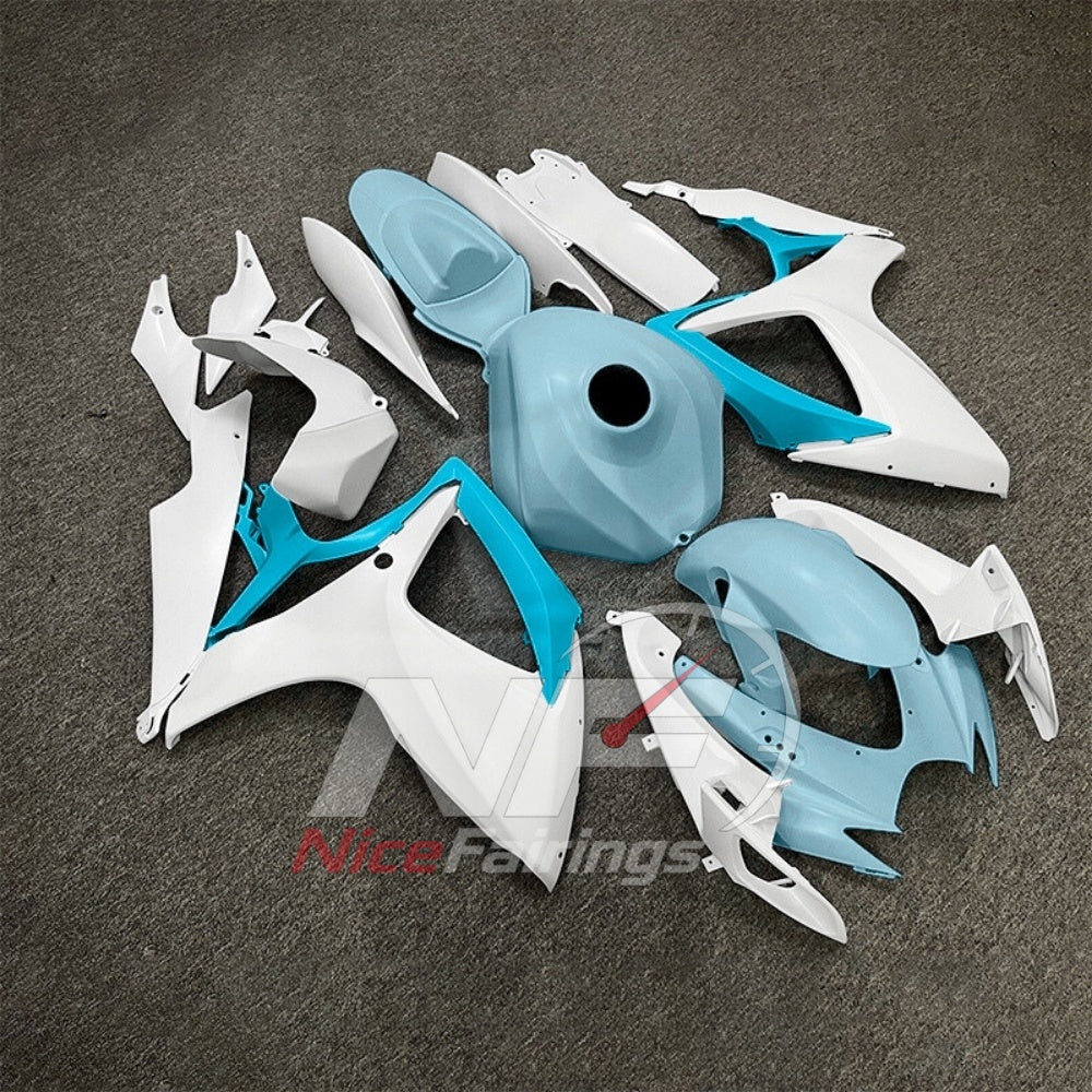 For Suzuki GSXR600 GSXR750 K6 2006-2007 Painted ABS Fairings Gray White Complete Bodywork | NiceFairings - side angle image