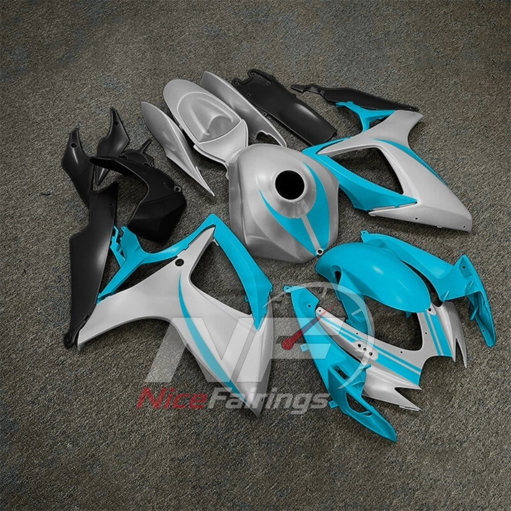 For Suzuki GSXR600 GSXR750 K6 2006-2007 Motorcycle Fairing Kit Gray Black Body Panels | NiceFairings - side angle image