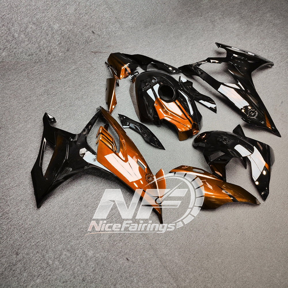 For BMW S1000RR 2019-2022 Orange Black Custom Painted ABS Body Kit With Tank Cover | NiceFairings - side angle image