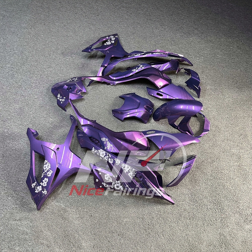 For BMW S1000RR 2023-2024 Purple Black Custom Fairings with ABS Sportbike Plastics and Full Body Kit | NiceFairings - side angle image