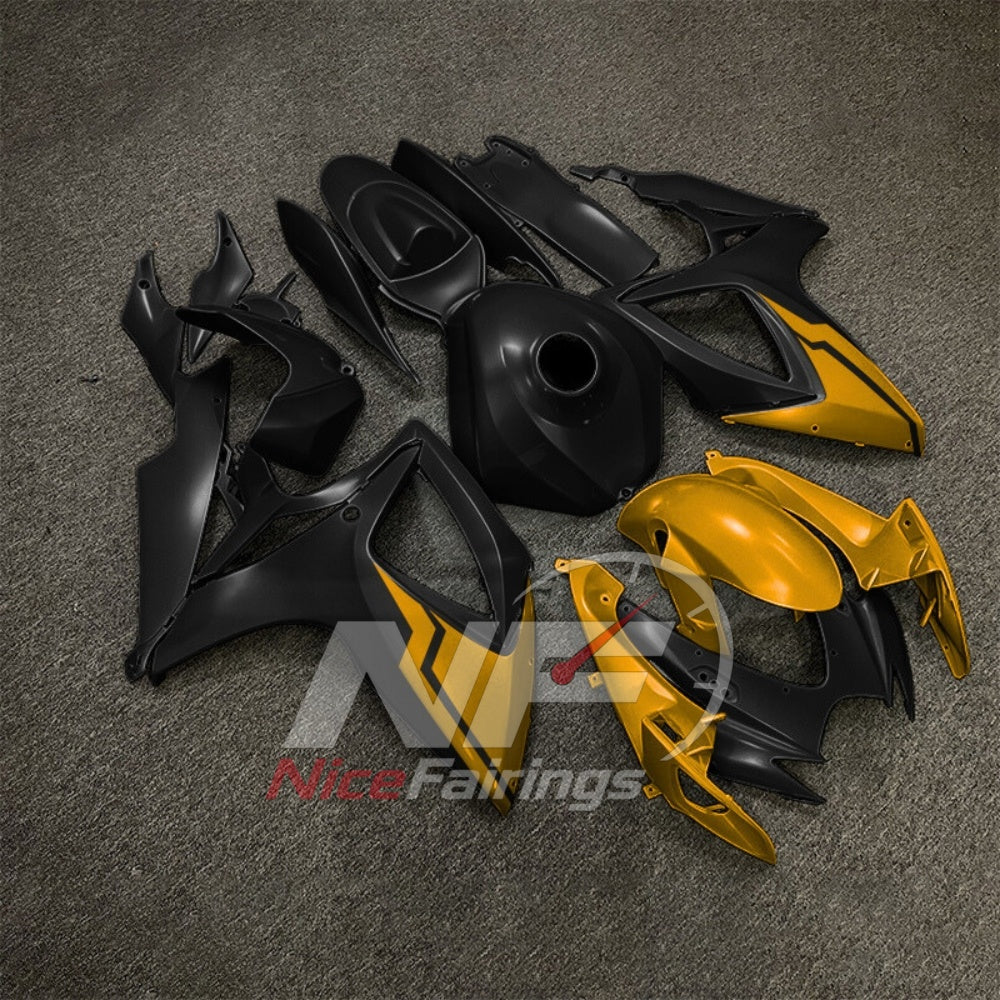 For Suzuki GSX-R600 GSX-R750 K6 2006-2007 Custom Fairings Black Gray ABS Sportbike Plastics | NiceFairings - side angle image