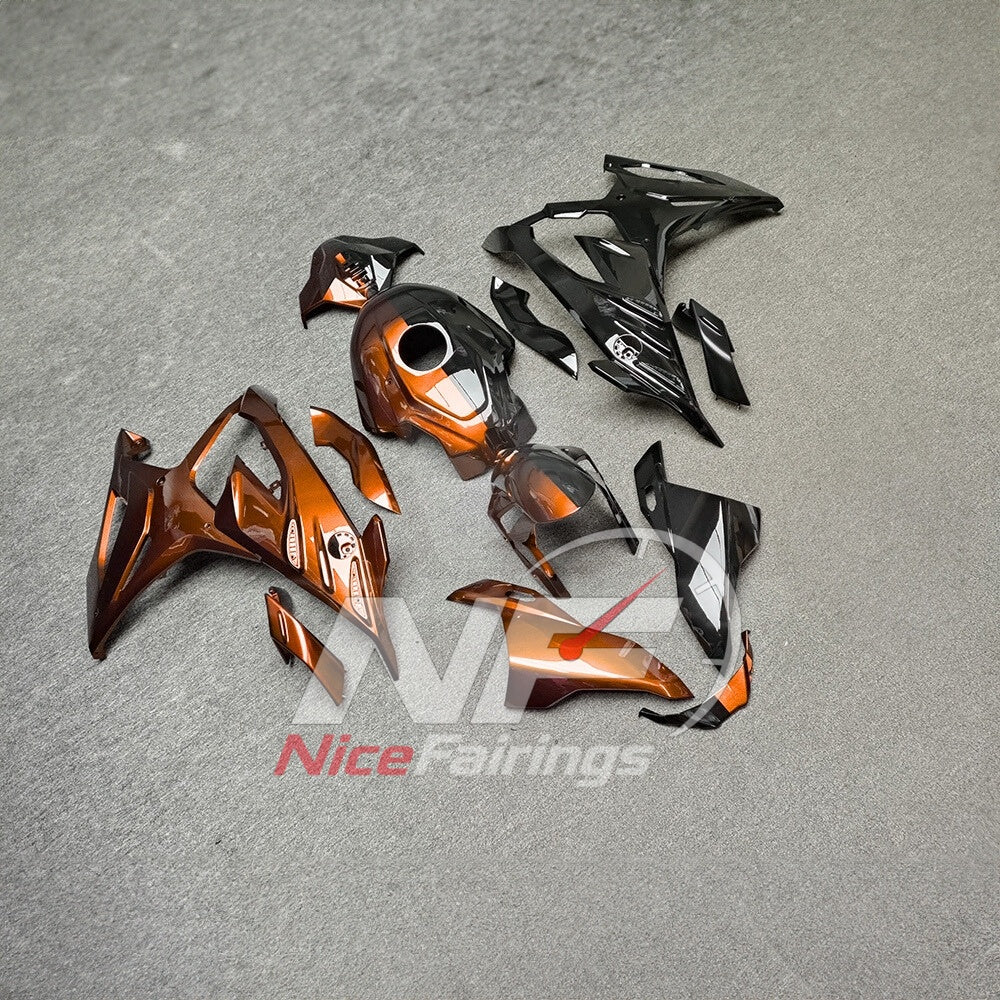 For BMW S1000RR 2023-2024 Orange Black Motorcycle Fairing Kit with Aftermarket Body Panels | NiceFairings - side angle image
