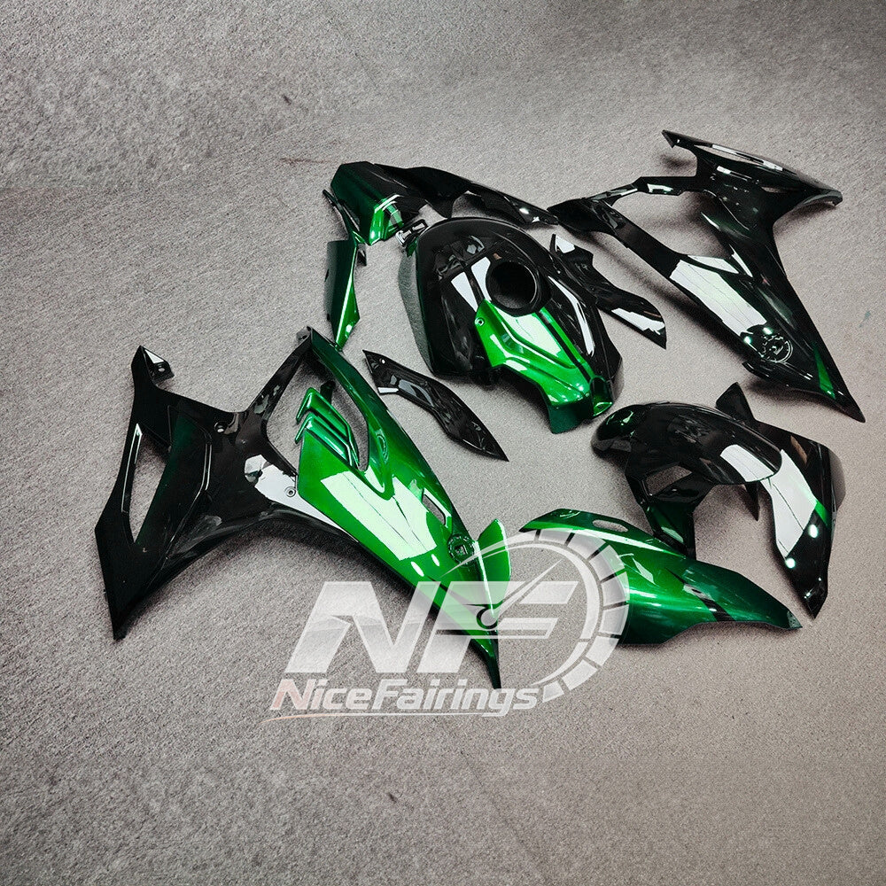 For BMW S1000RR 2019-2022 Lime Yellow Full Fairing Kit, Painted ABS Motorcycle Plastics | NiceFairings - side angle image