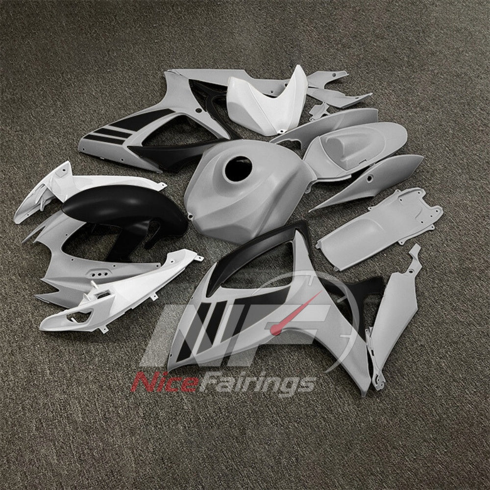For Suzuki GSX-R600 GSX-R750 K6 2006-2007 Custom Fairings Gray Black ABS Sportbike Plastics | NiceFairings - side angle image